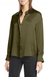 Wrap Front Long Sleeve Silk Blouse at Nordstrom